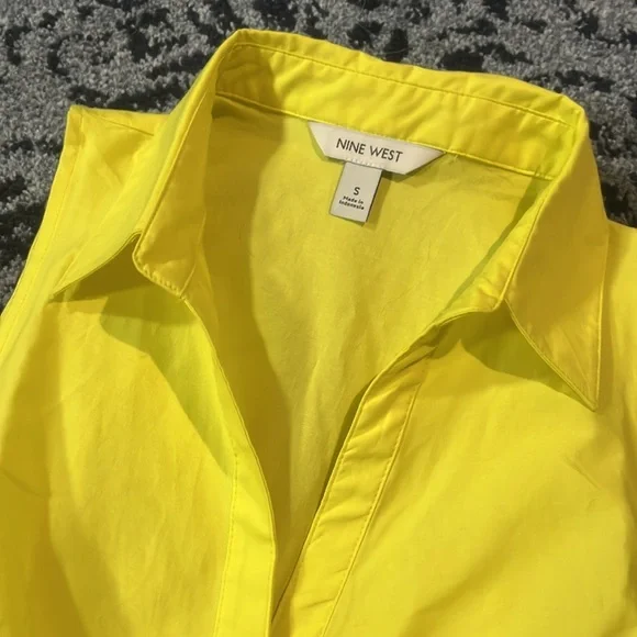 Nine West Bright Yellow Sleeveless Blouse | size small - Picture 5 of 6